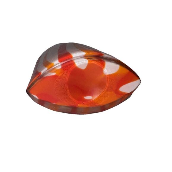 VTG Mid Century Murano Striped Tall Art Glass Vase Red Orange White 14” - Picture 8 of 8